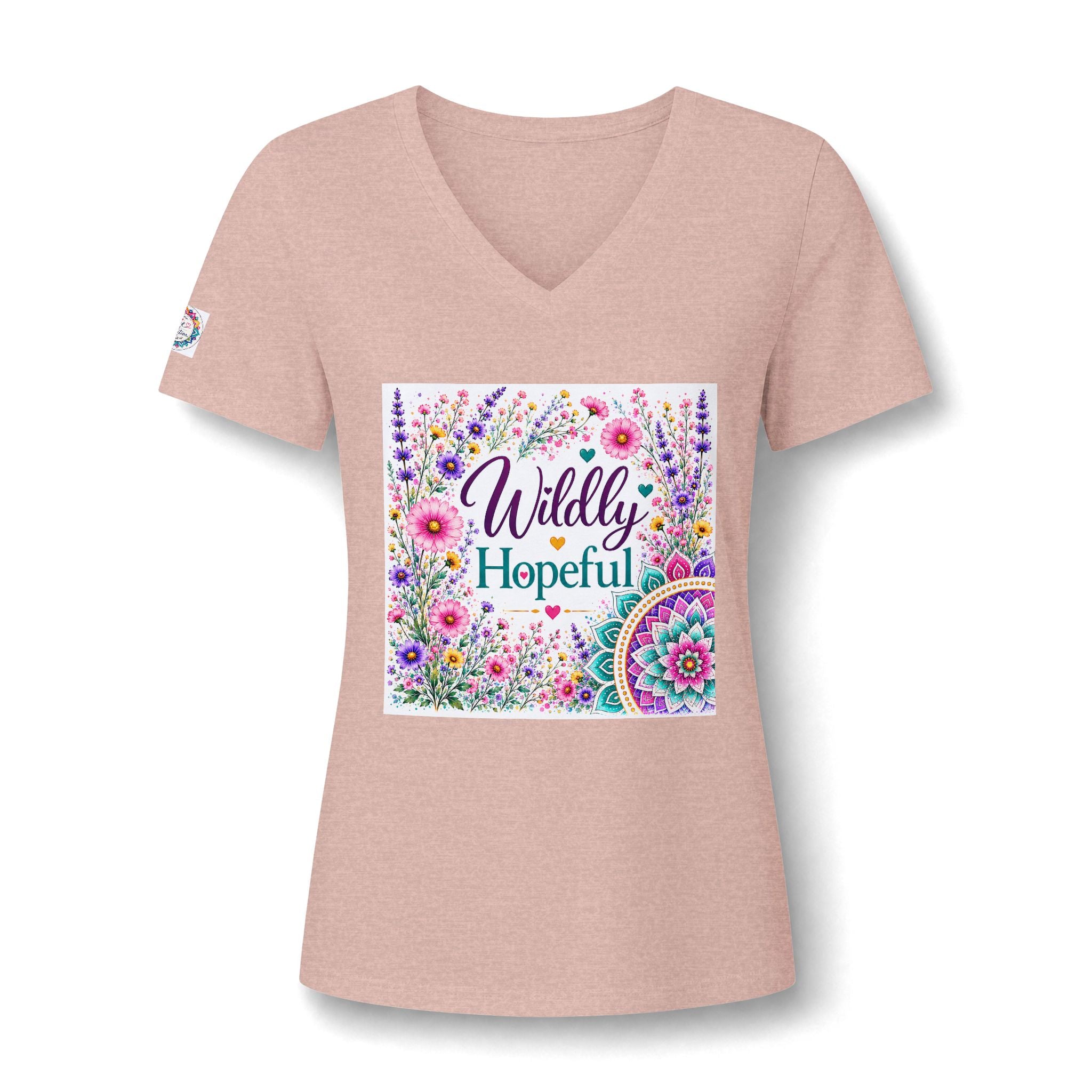 Women's V-Neck Tee - 'Wildly Hopeful' Floral Graphic