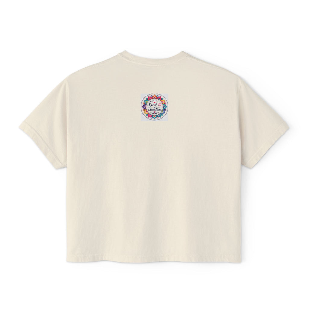 Women’s Boxy Tee — “Coffee, Kids, Chaos, Hope” Floral Graphic