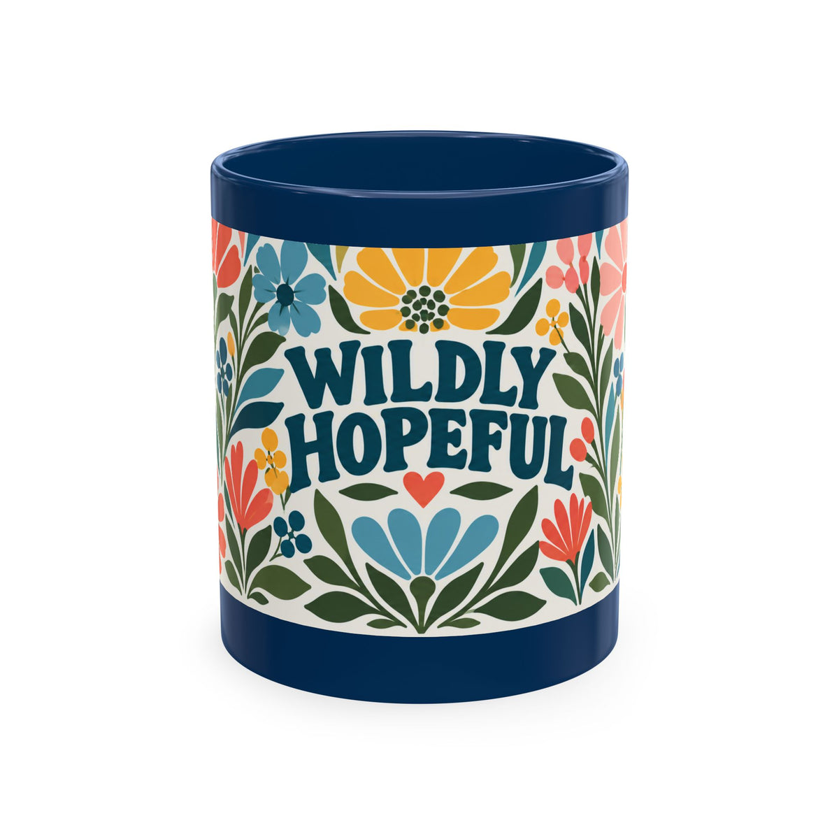 Wildly Hopeful Retro Floral Ceramic Mug — Inspirational Coffee Cup