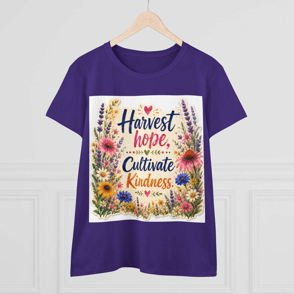 Women’s Tee - "Harvest Hope, Cultivate Kindness" Floral Inspirational Shirt