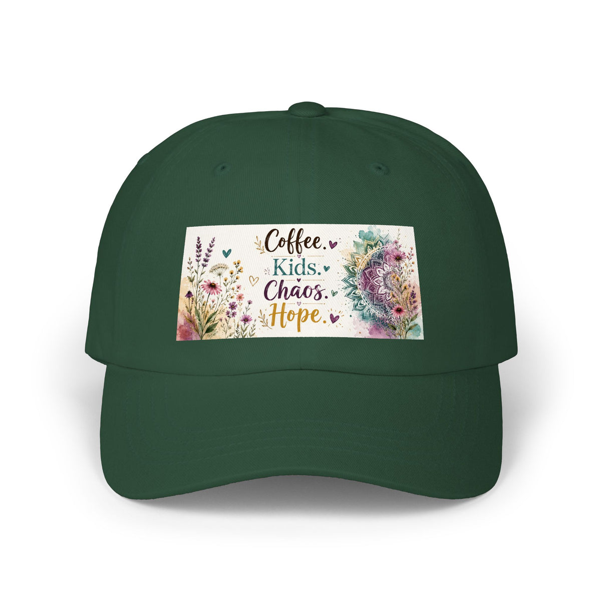 Coffee, Kids, Chaos, Hope Dad Cap — Floral Mom Baseball Hat
