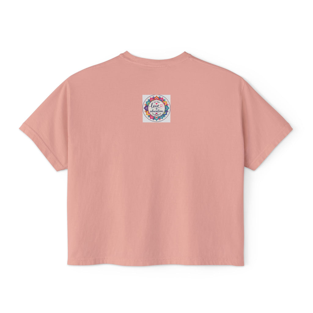 Women’s Boxy Tee — “Coffee, Kids, Chaos, Hope” Floral Graphic