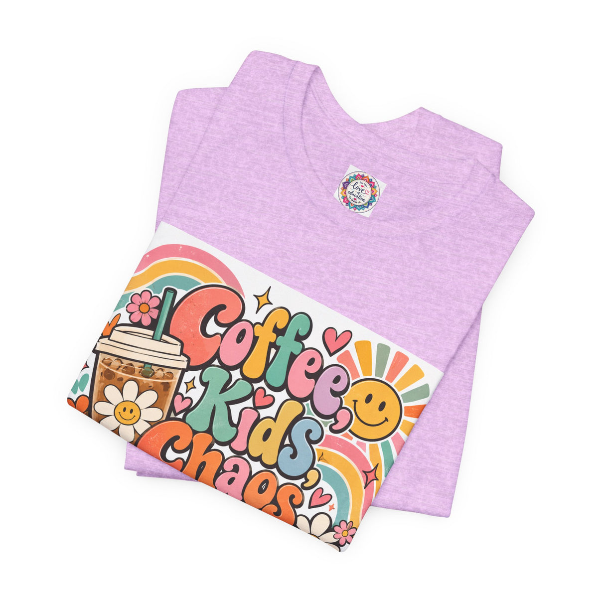 Coffee, Kids, Chaos & Hope Graphic Tee — Retro Floral Teacher/Counselor/School staff/Mom Shirt