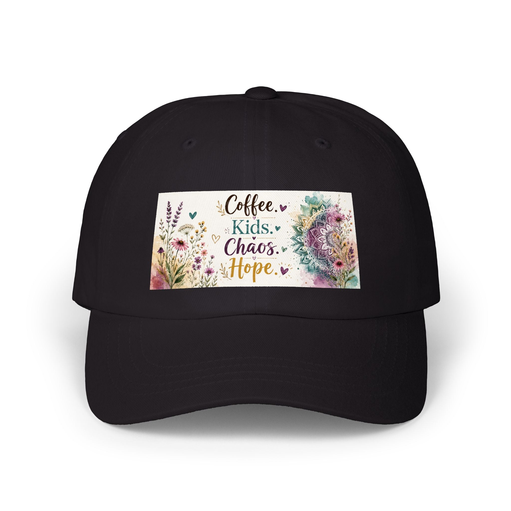Coffee, Kids, Chaos, Hope Dad Cap — Floral Mom Baseball Hat