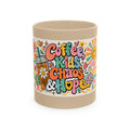 Coffee Kids Chaos & Hope Ceramic Mug — Retro Floral Teacher/Counselor/School Staff/Mom Coffee Cup