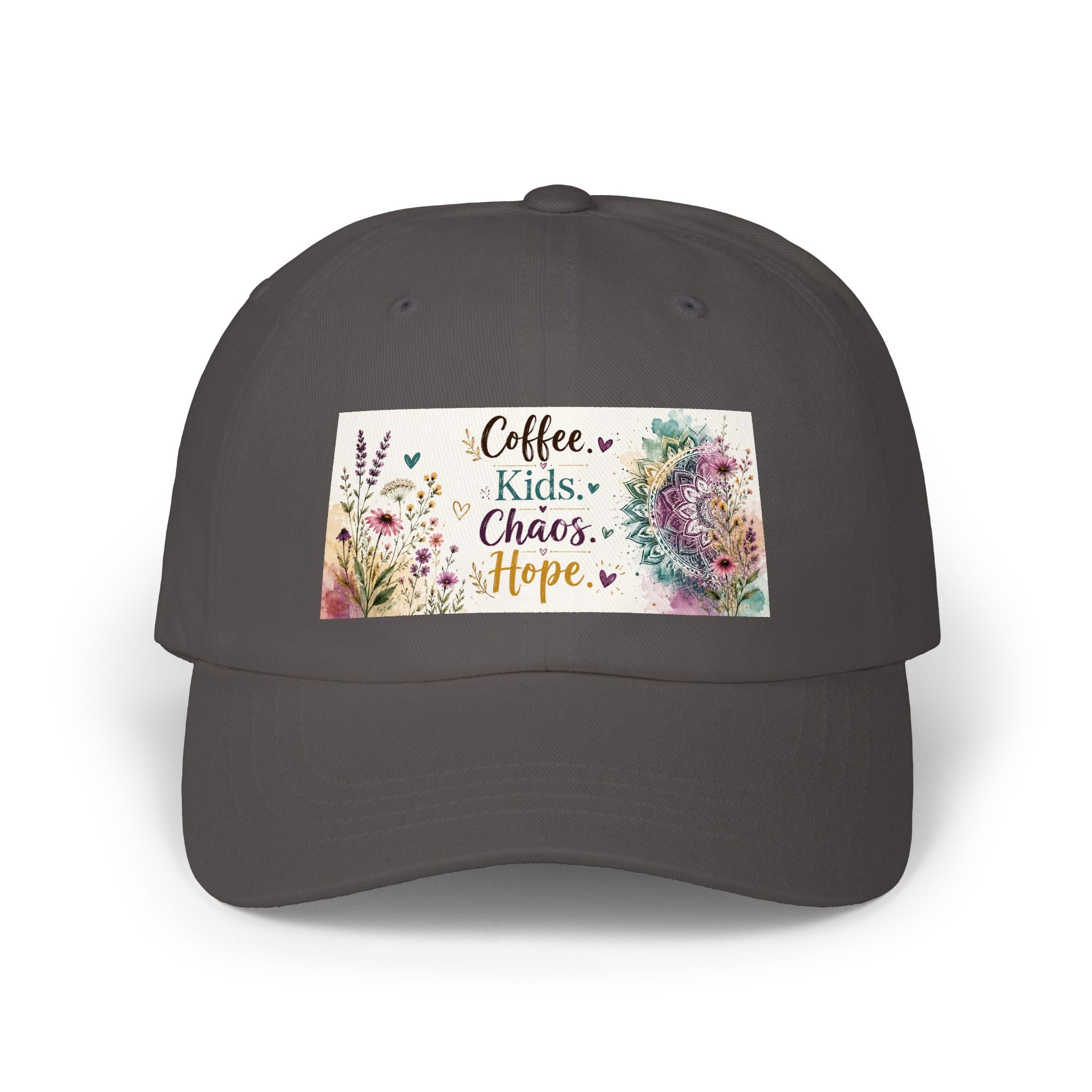 Coffee, Kids, Chaos, Hope Dad Cap — Floral Mom Baseball Hat