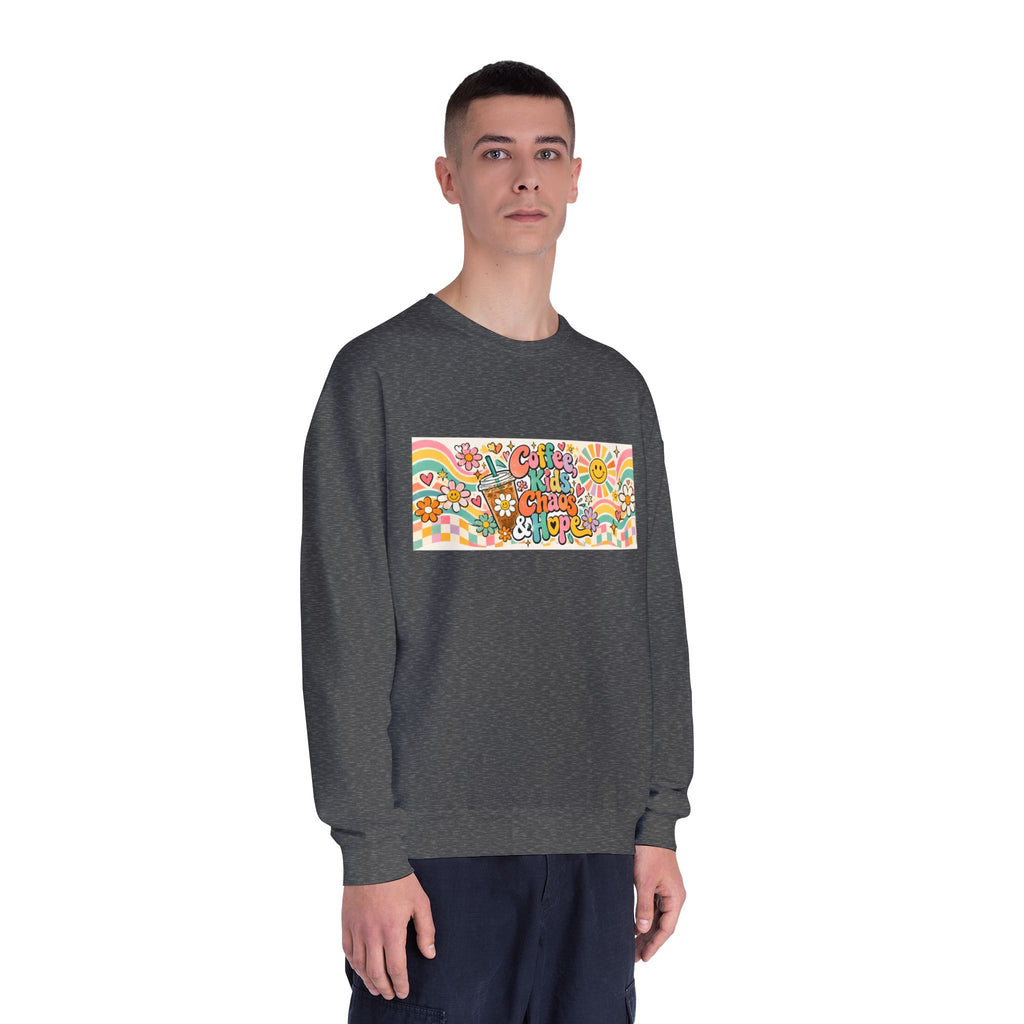 Coffee, Kiddos, Chaos & Hope Crewneck Sweatshirt, Teacher/School Staff/Mom Gift
