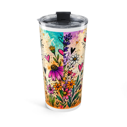 20oz Floral Coffee Tumbler – Colorful ‘Coffee, Kids, Chaos, Hope’ Travel Cup