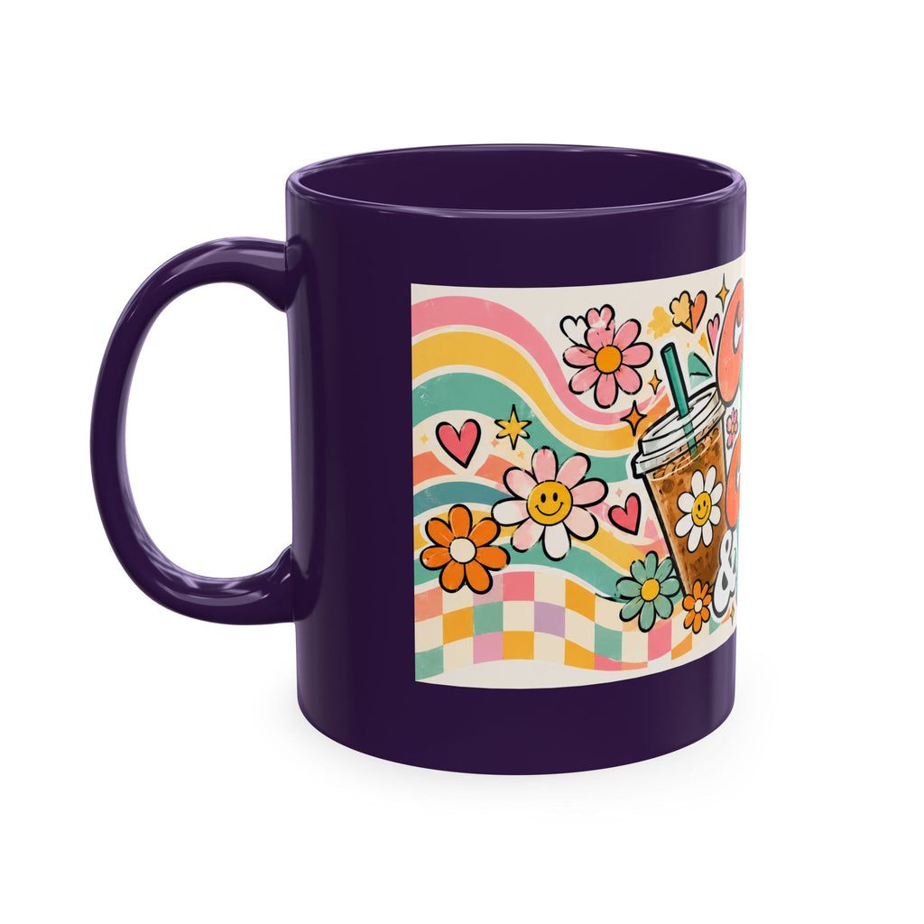Coffee Kids Chaos & Hope Ceramic Mug — Retro Floral Teacher/Counselor/School Staff/Mom Coffee Cup