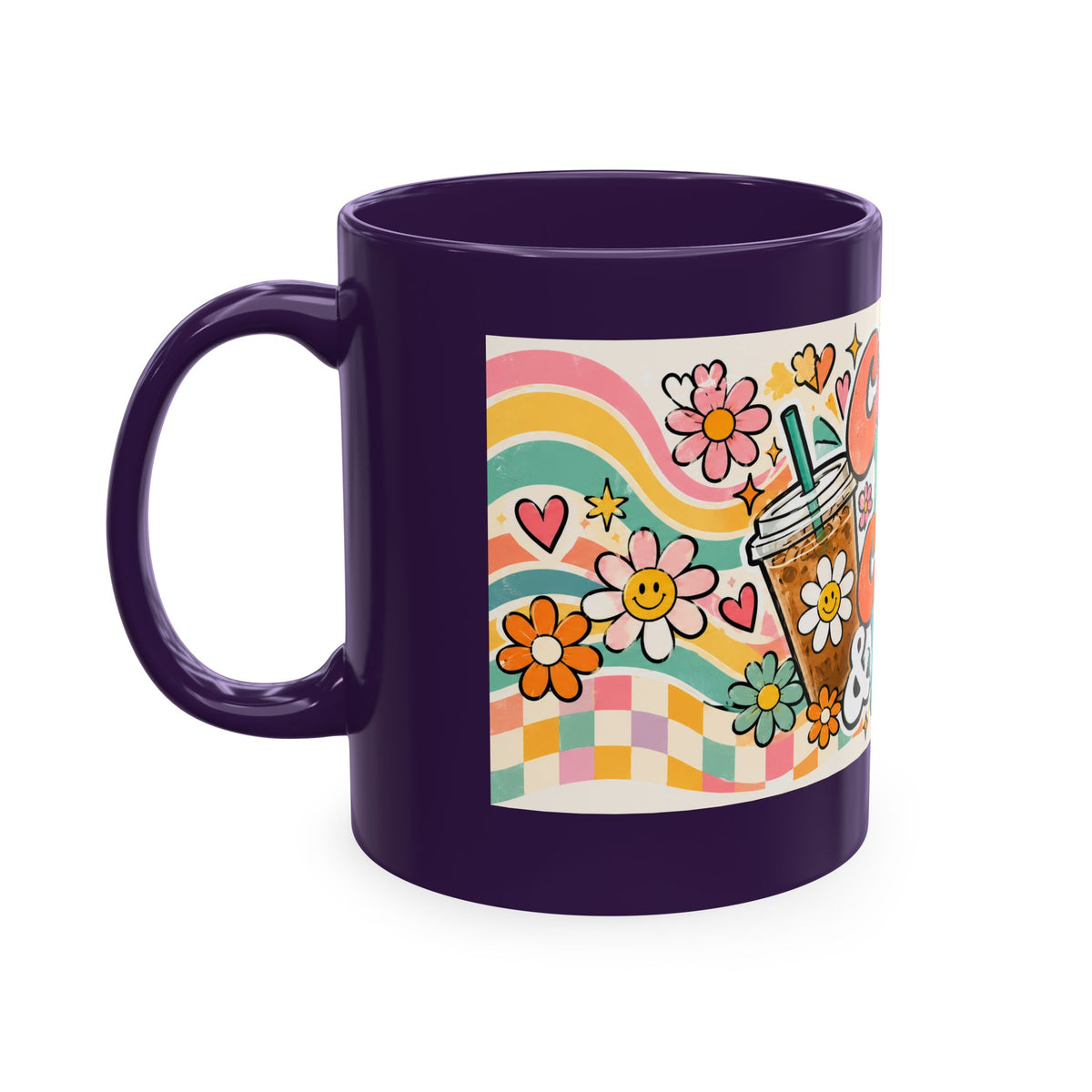 Coffee Kids Chaos & Hope Ceramic Mug — Retro Floral Teacher/Counselor/School Staff/Mom Coffee Cup