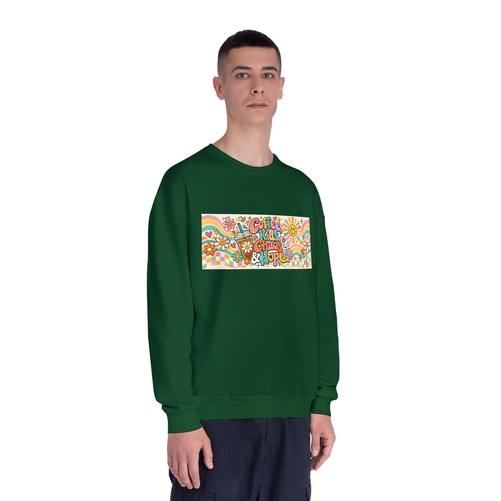 Coffee, Kiddos, Chaos & Hope Crewneck Sweatshirt, Teacher/School Staff/Mom Gift