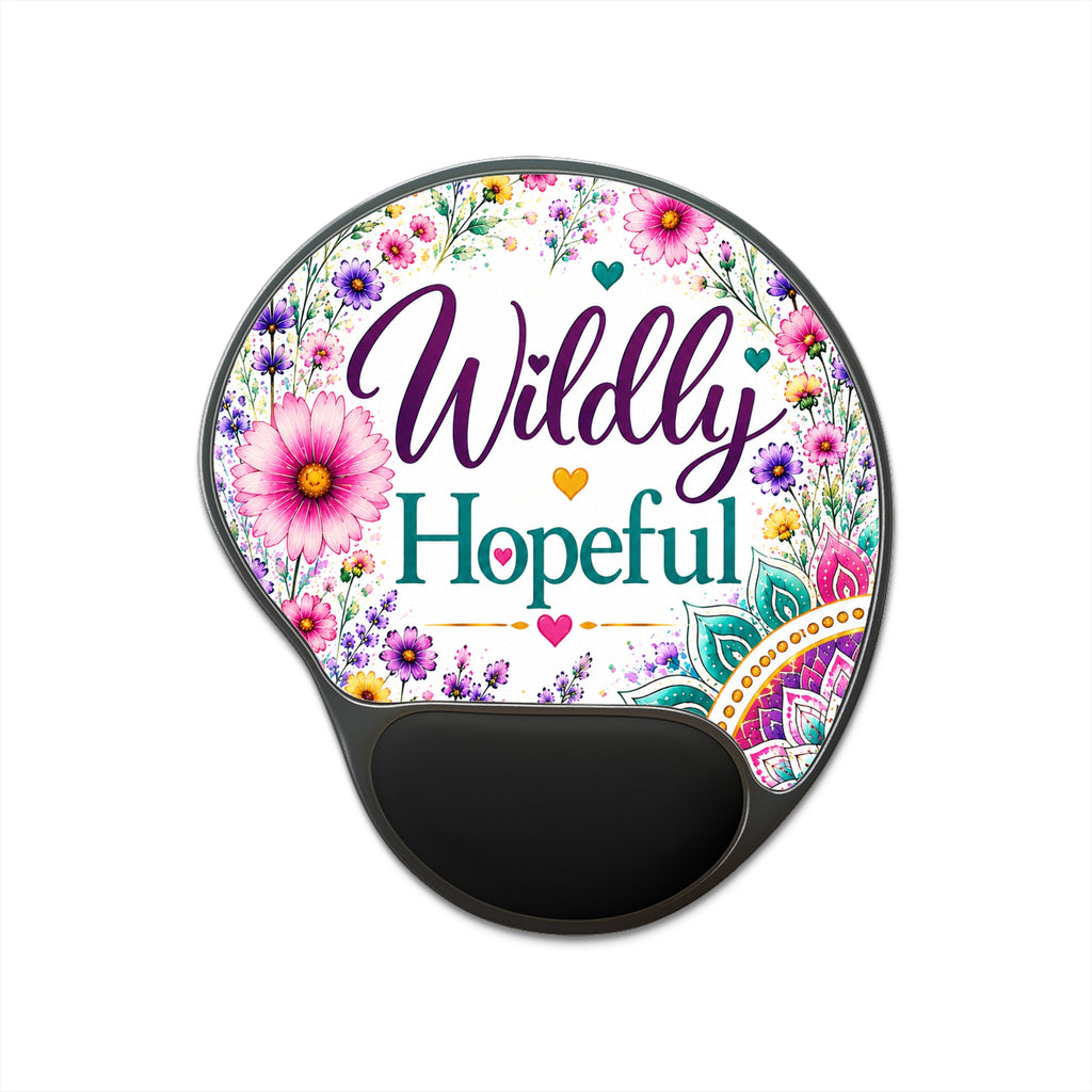 Mouse Pad with Wrist Rest — "Wildly Hopeful" Floral Ergonomic Desk Mat