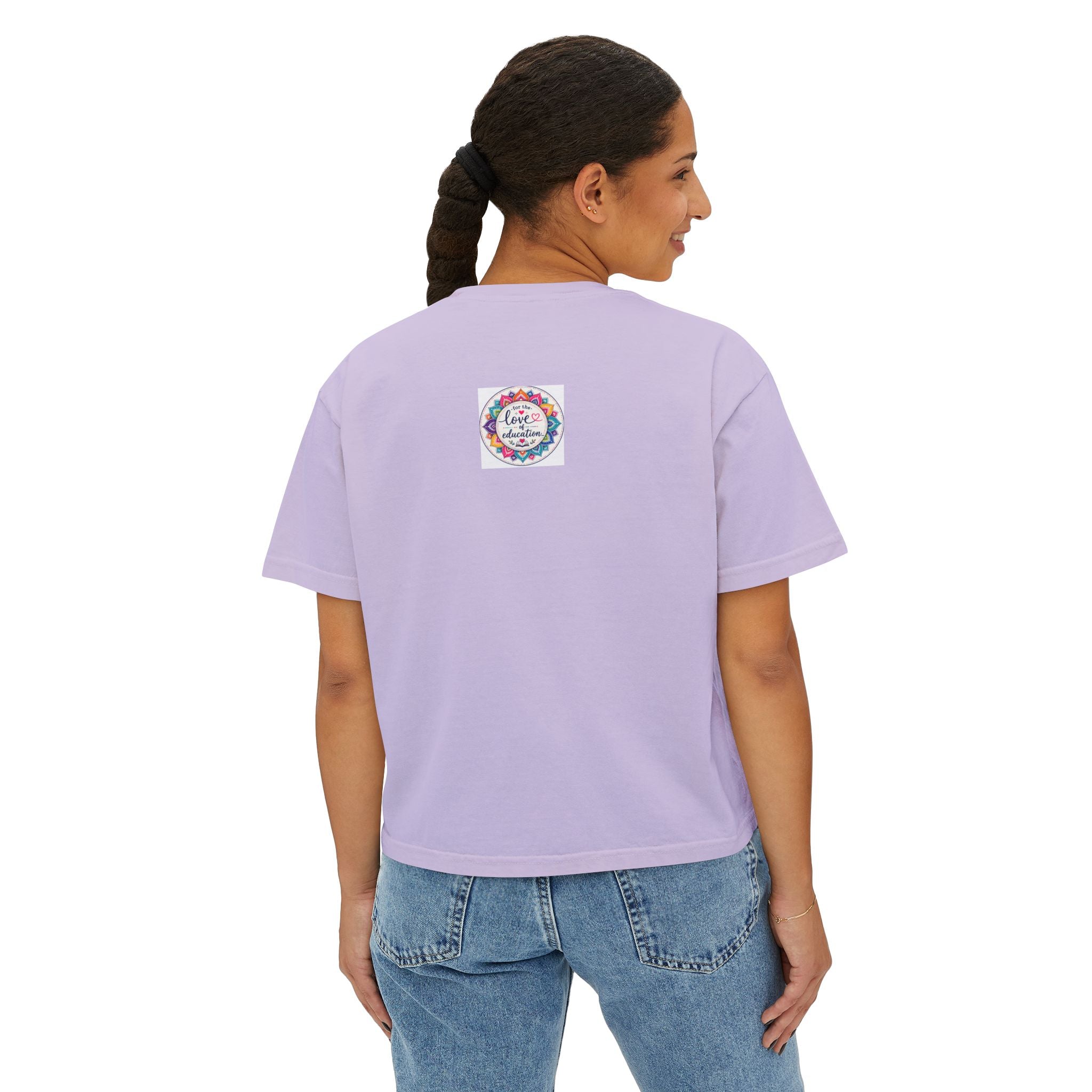 Women’s Boxy Tee — “Coffee, Kids, Chaos, Hope” Floral Graphic