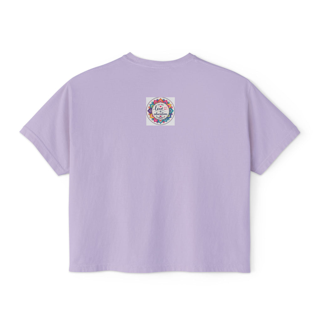 Women’s Boxy Tee — “Coffee, Kids, Chaos, Hope” Floral Graphic