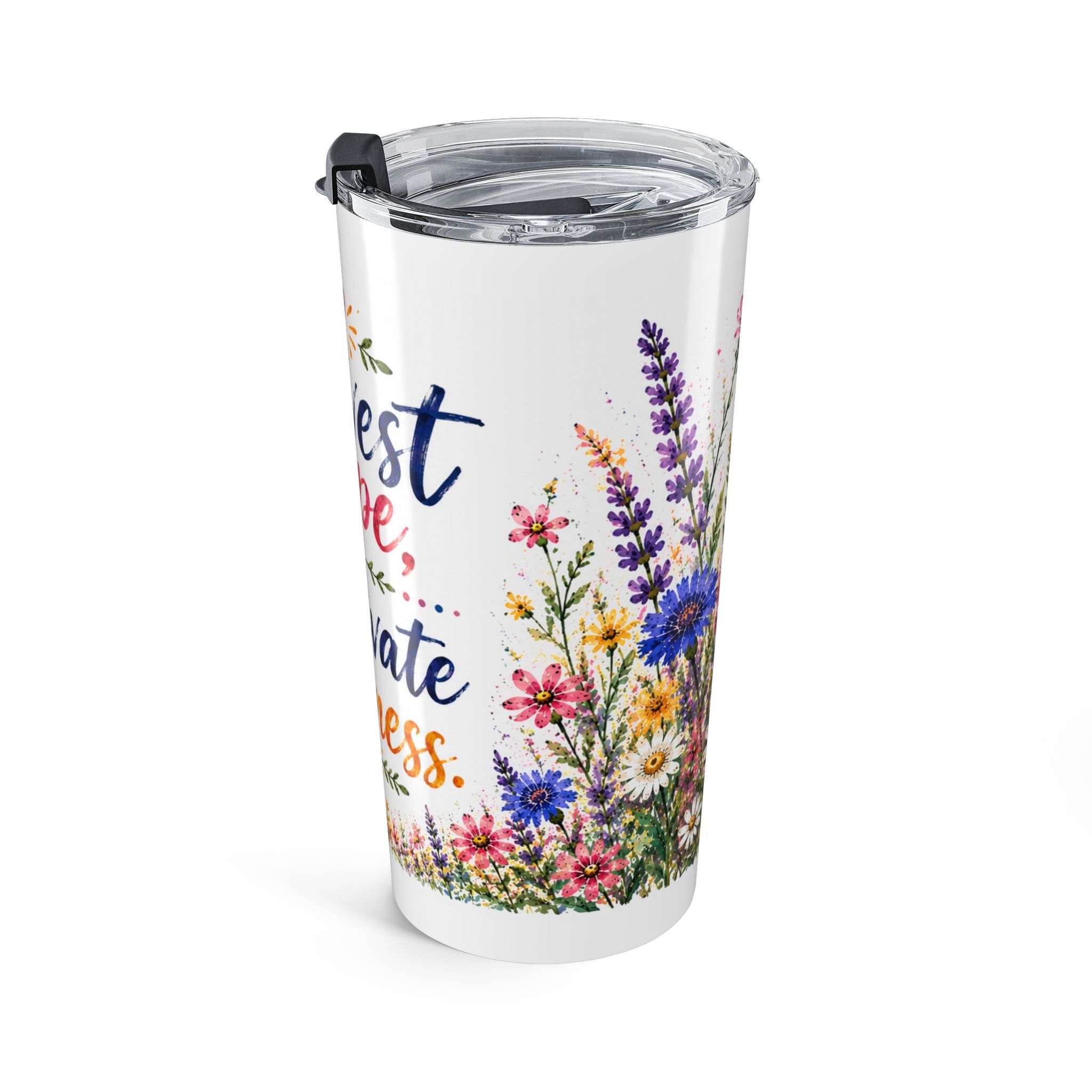 20oz Tumbler — "Harvest Hope, Cultivate Kindness" Floral Insulated Travel Cup