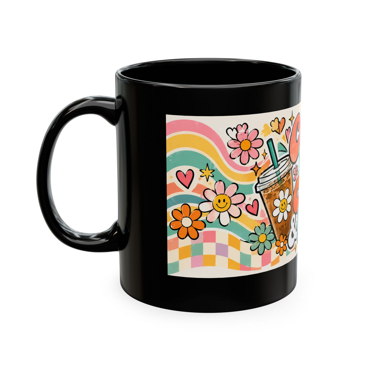 Coffee Kids Chaos & Hope Ceramic Mug — Retro Floral Teacher/Counselor/School Staff/Mom Coffee Cup