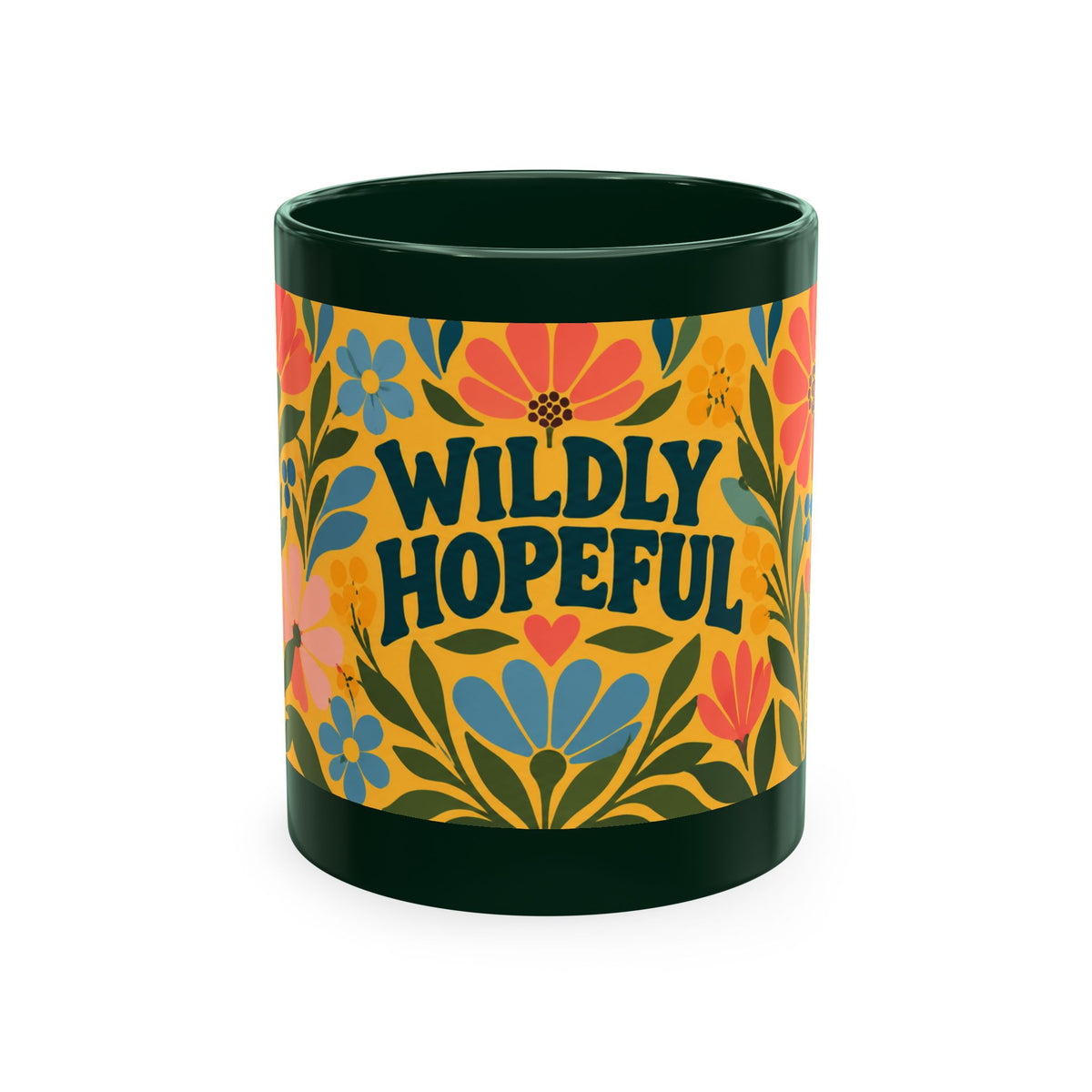 Wildly Hopeful Ceramic Mug – Floral Retro Inspirational Coffee Cup