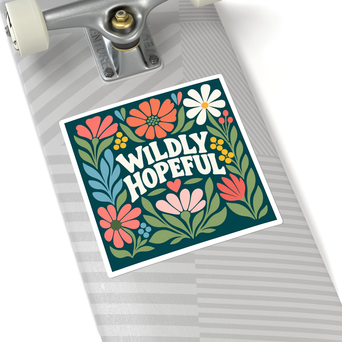 Wildly Hopeful Floral Square Sticker — Inspirational Laptop Decal