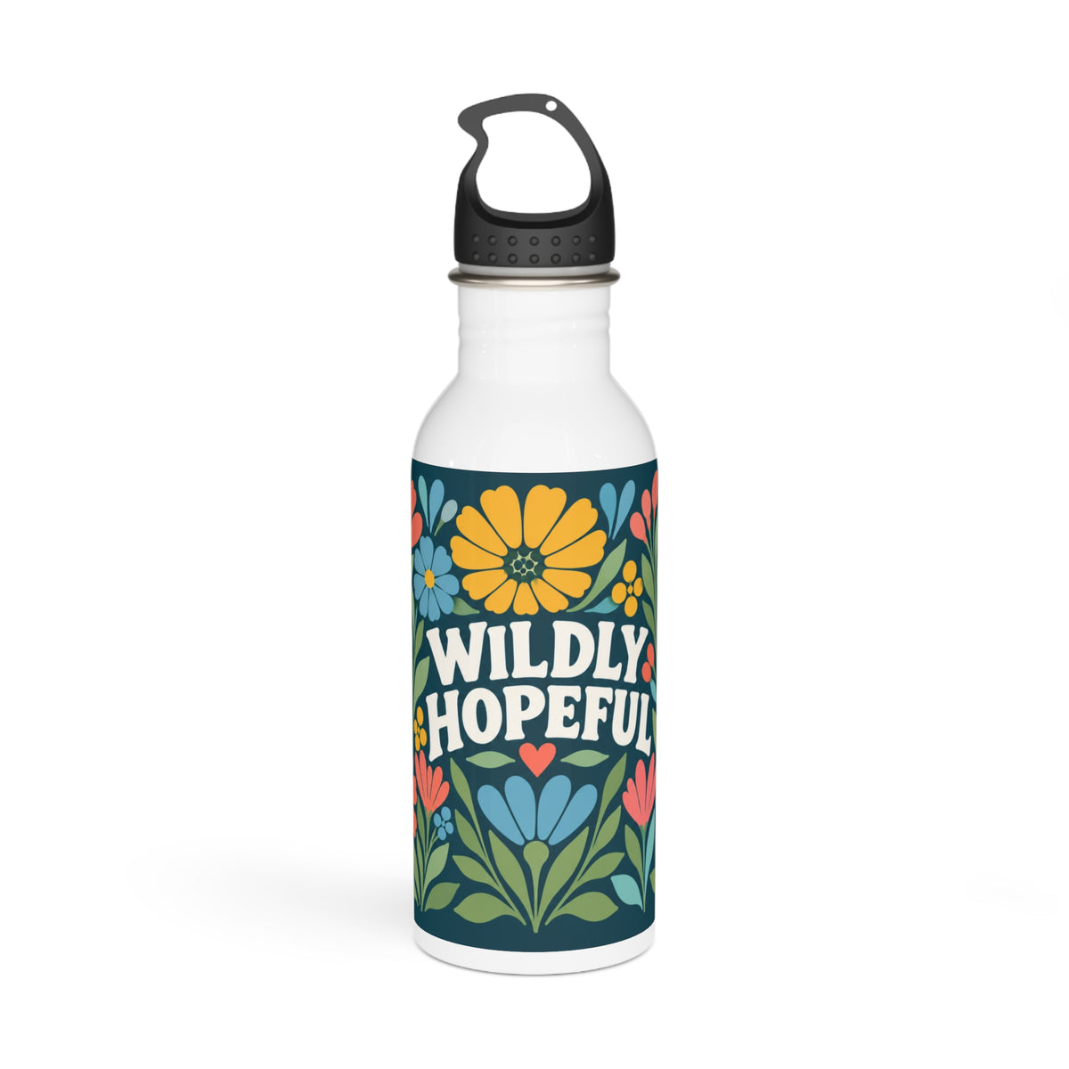 Wildly Hopeful Retro-Floral Stainless Steel Water Bottle
