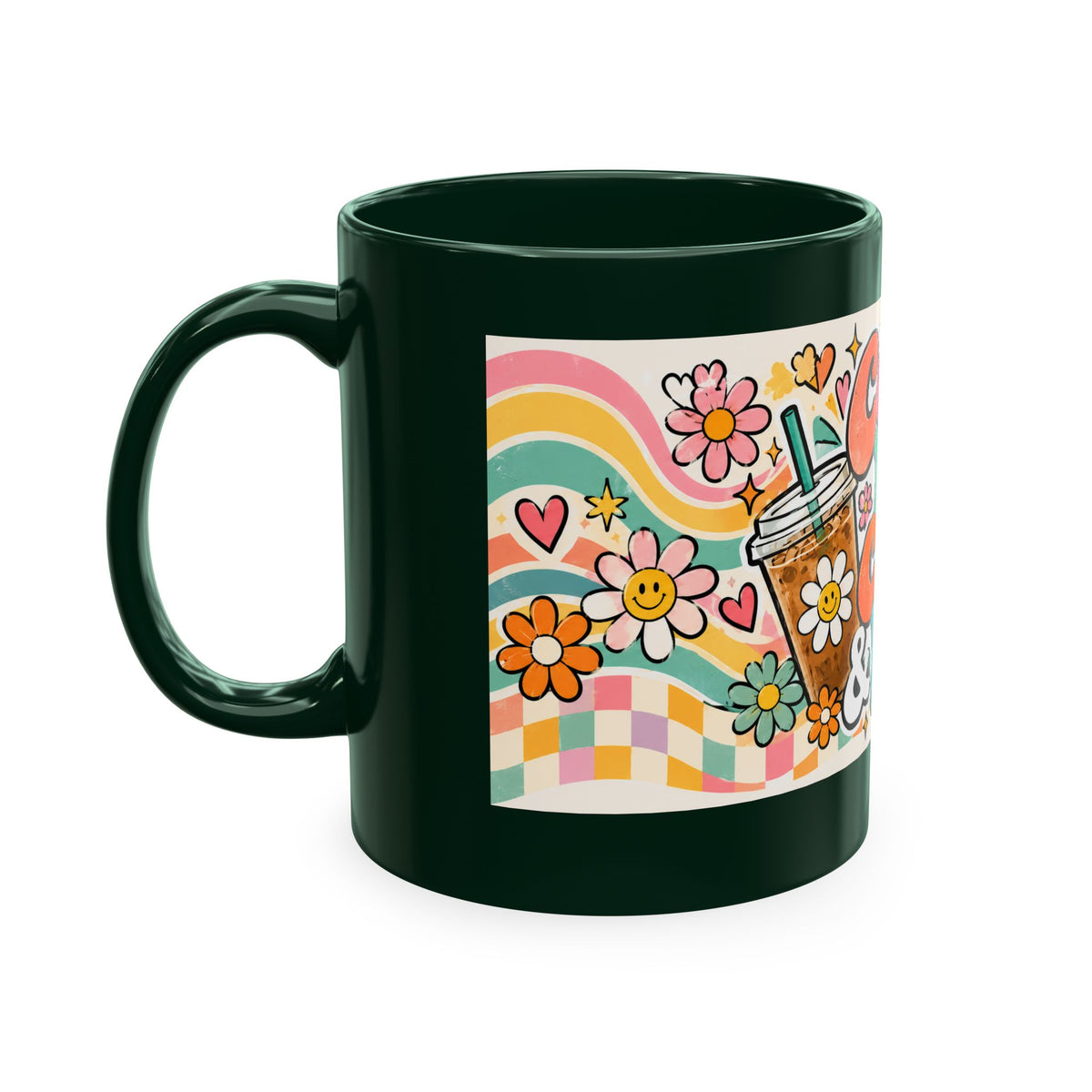 Coffee Kids Chaos & Hope Ceramic Mug — Retro Floral Teacher/Counselor/School Staff/Mom Coffee Cup