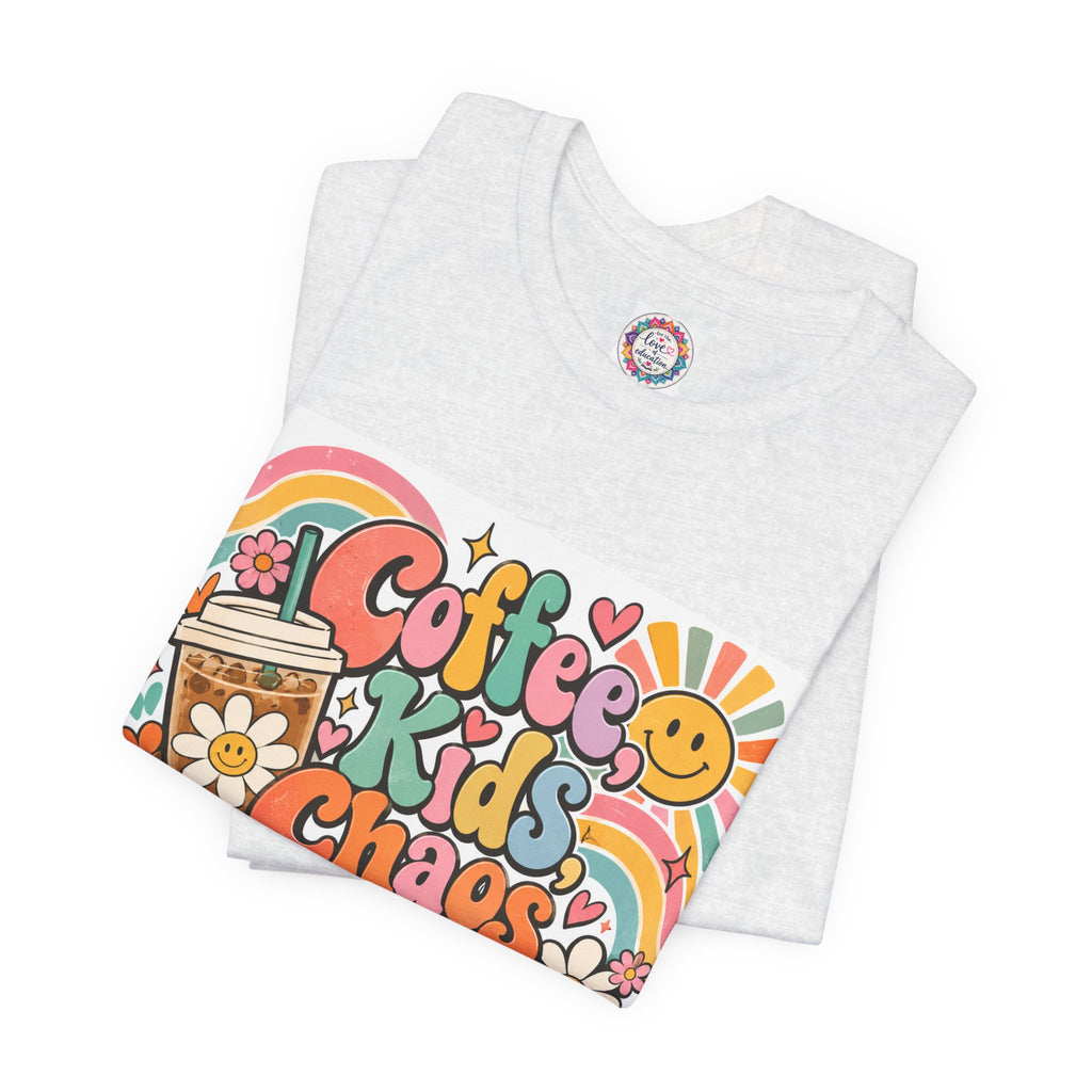 Coffee, Kids, Chaos & Hope Graphic Tee — Retro Floral Teacher/Counselor/School staff/Mom Shirt