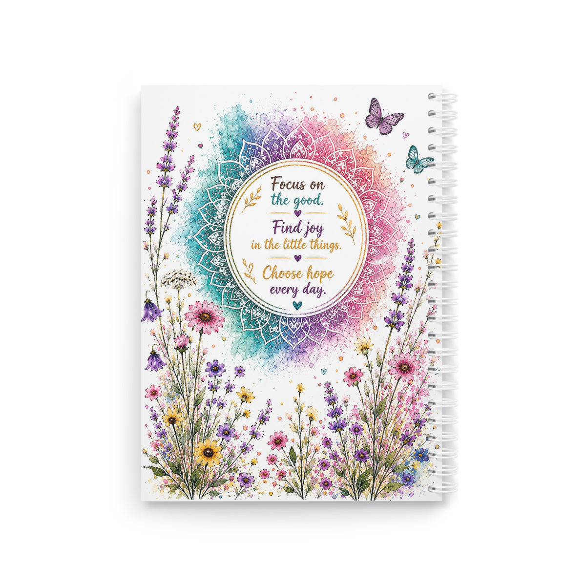 Spiral Notebook — Floral 'Coffee, Kids, Chaos, Hope' Inspirational Journal