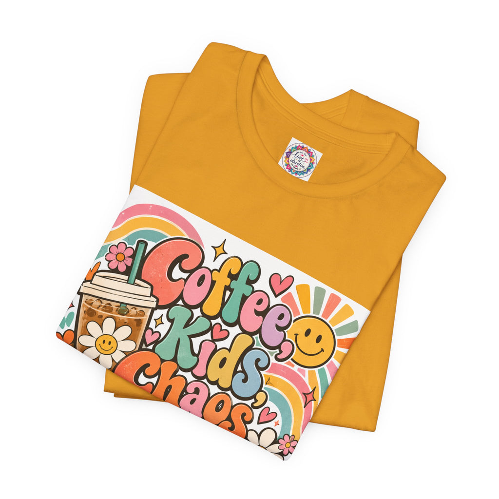 Coffee, Kids, Chaos & Hope Graphic Tee — Retro Floral Teacher/Counselor/School staff/Mom Shirt