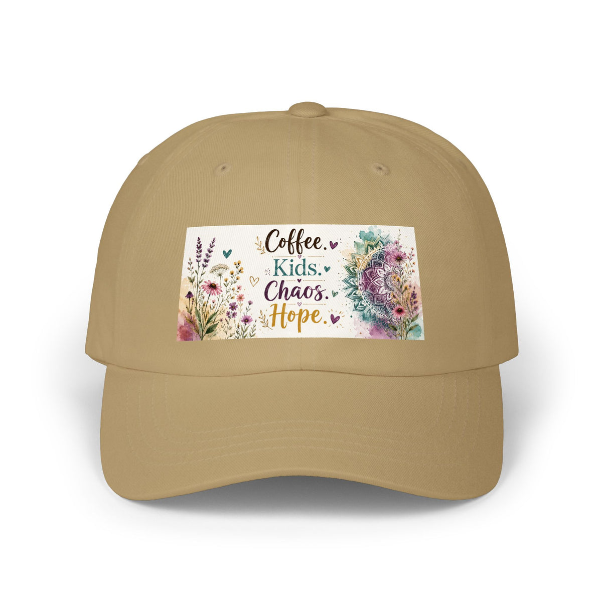 Coffee, Kids, Chaos, Hope Dad Cap — Floral Mom Baseball Hat