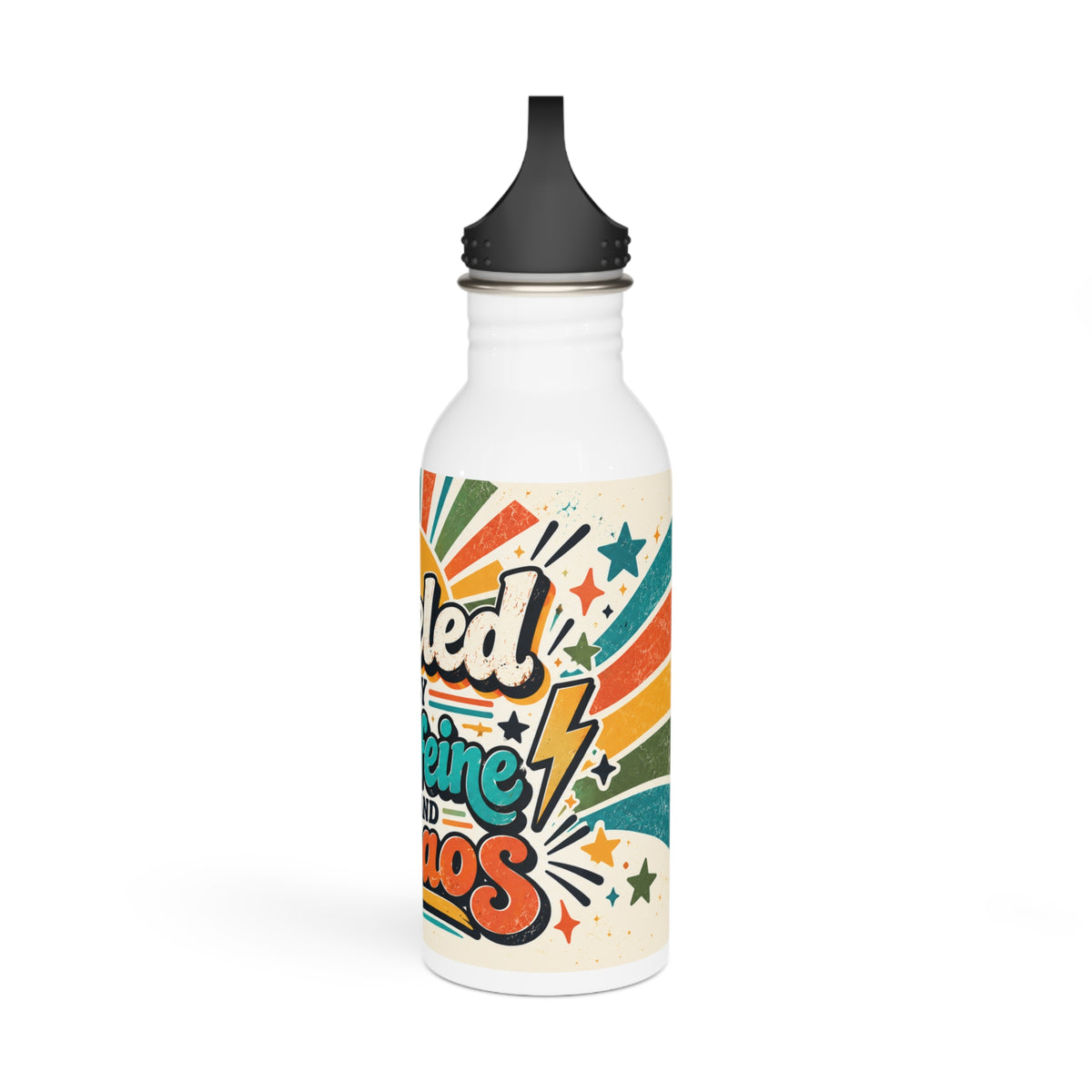 Fueled by Caffeine and Chaos Stainless Steel Water Bottle for Teachers, Dads, School Staff, Parents, All Who Love Their Caffeine