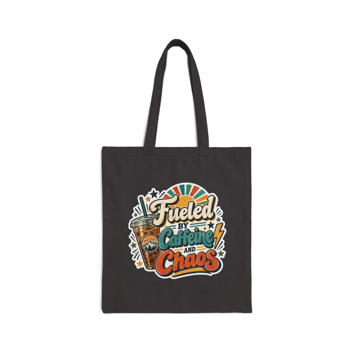 Fueled by Caffeine and Chaos Canvas Tote Bag, Unisex canvas bag for all purposes