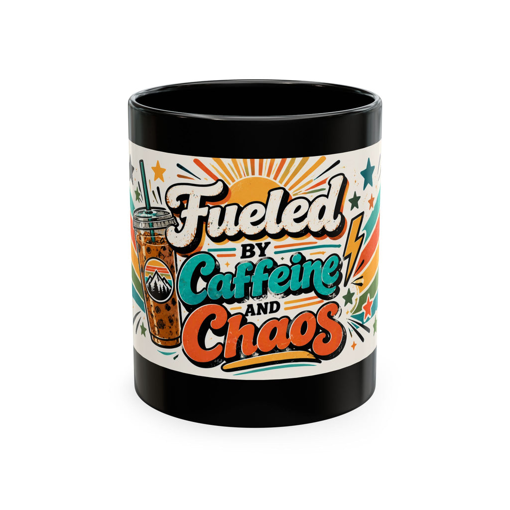Fueled by Caffeine and Chaos Traditional Ceramic Mug for Coffee lovers, teachers, coaches, counselors, parents