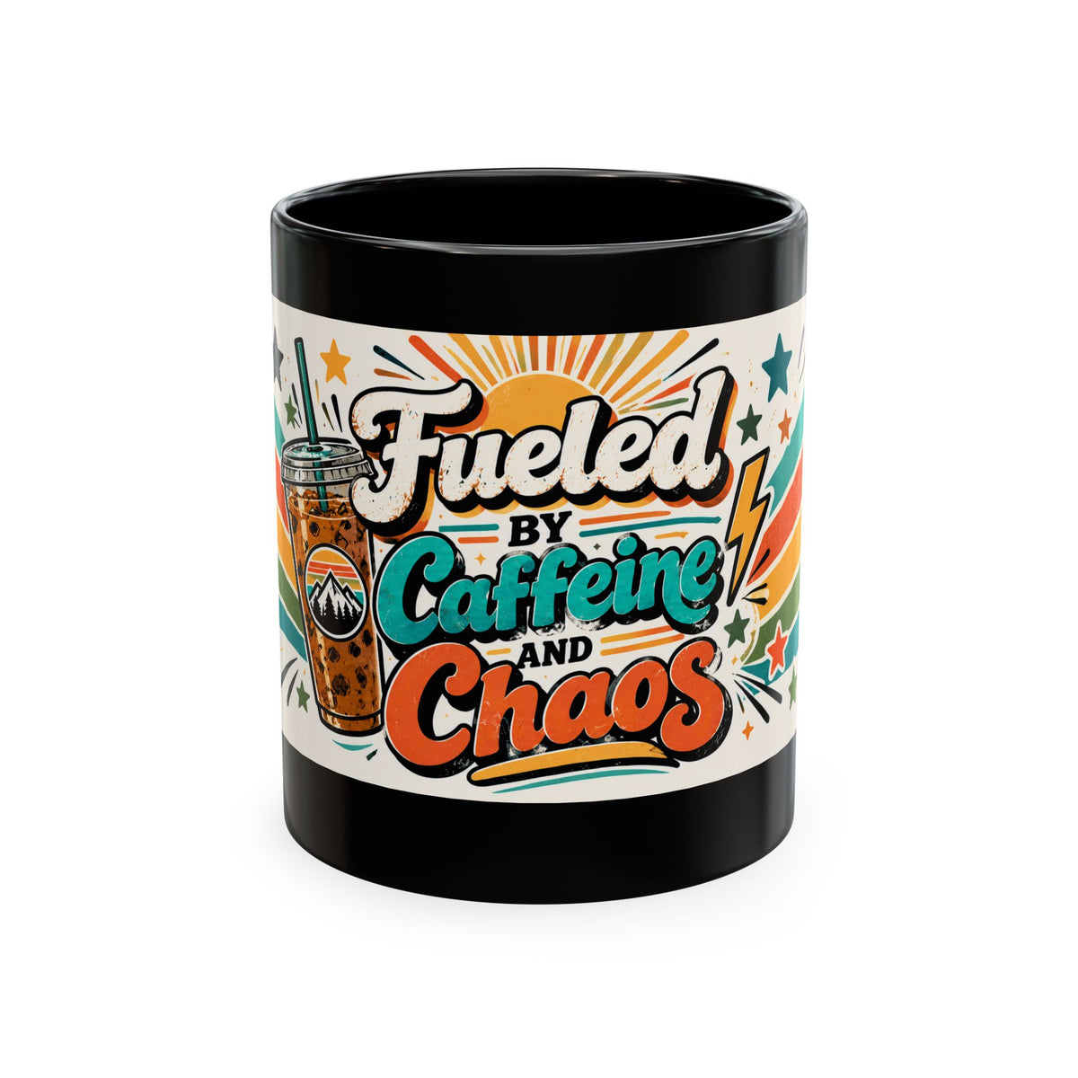 Fueled by Caffeine and Chaos Traditional Ceramic Mug for Coffee lovers, teachers, coaches, counselors, parents