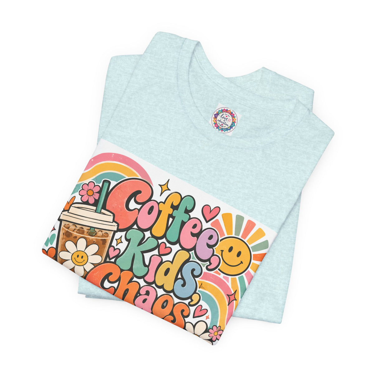 Coffee, Kids, Chaos & Hope Graphic Tee — Retro Floral Teacher/Counselor/School staff/Mom Shirt