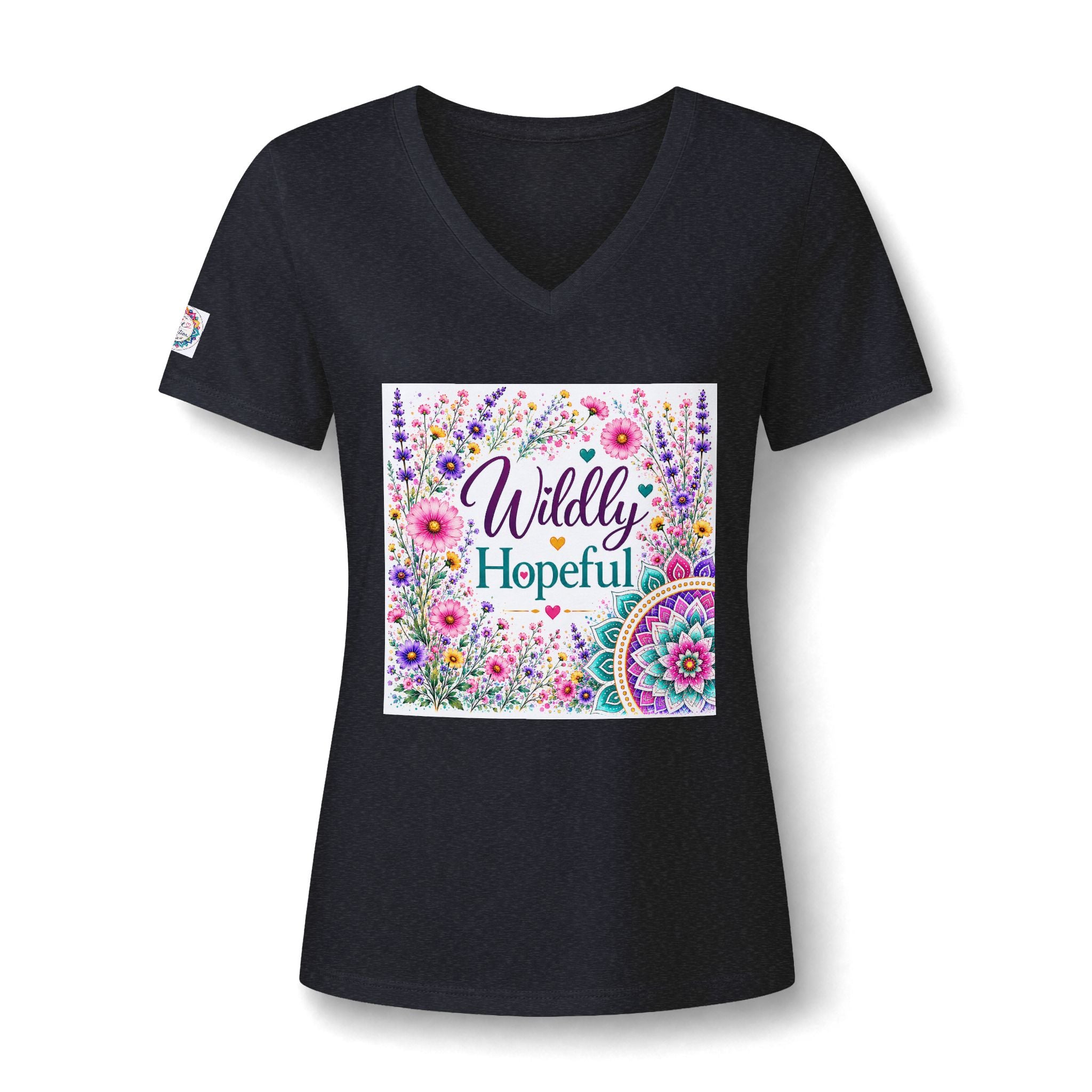 Women's V-Neck Tee - 'Wildly Hopeful' Floral Graphic