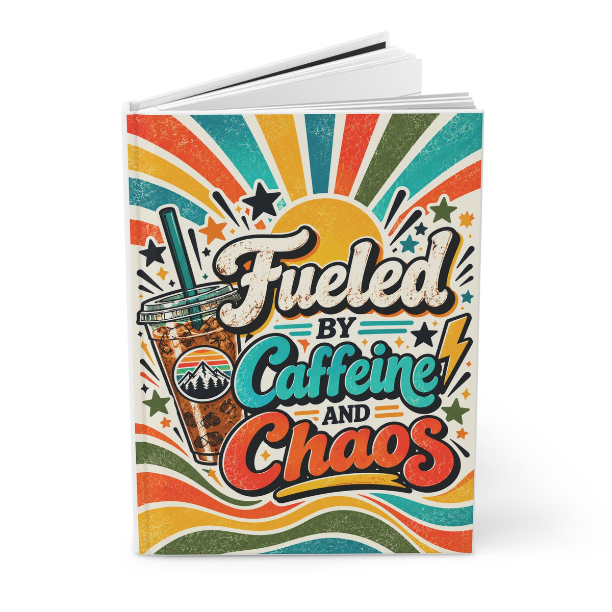 Fueled by Caffeine and Chaos Hardcover Lined Journal for Teachers, Coffee Lovers, Dads, Moms, Chaos Coordinators