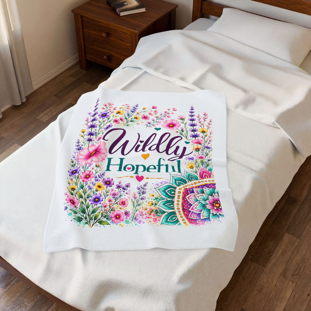 Velveteen Plush Blanket — "Wildly Hopeful" Floral Throw Blanket
