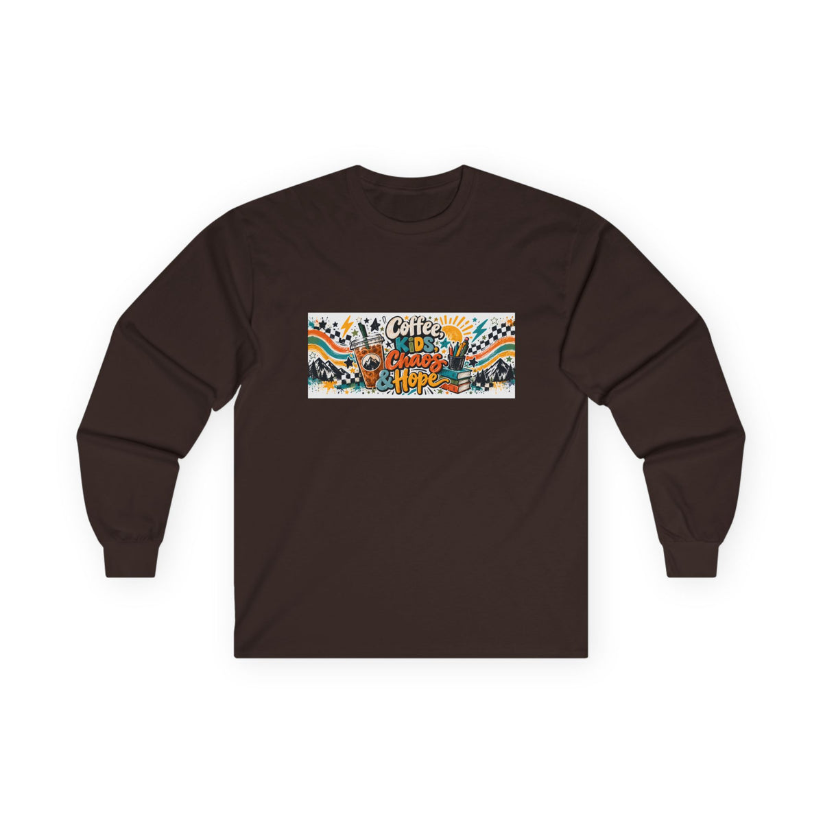 Coffee, Kids, Chaos & Hope Long Sleeve Tee, Men/Women/Teacher/Coach/School Staff
