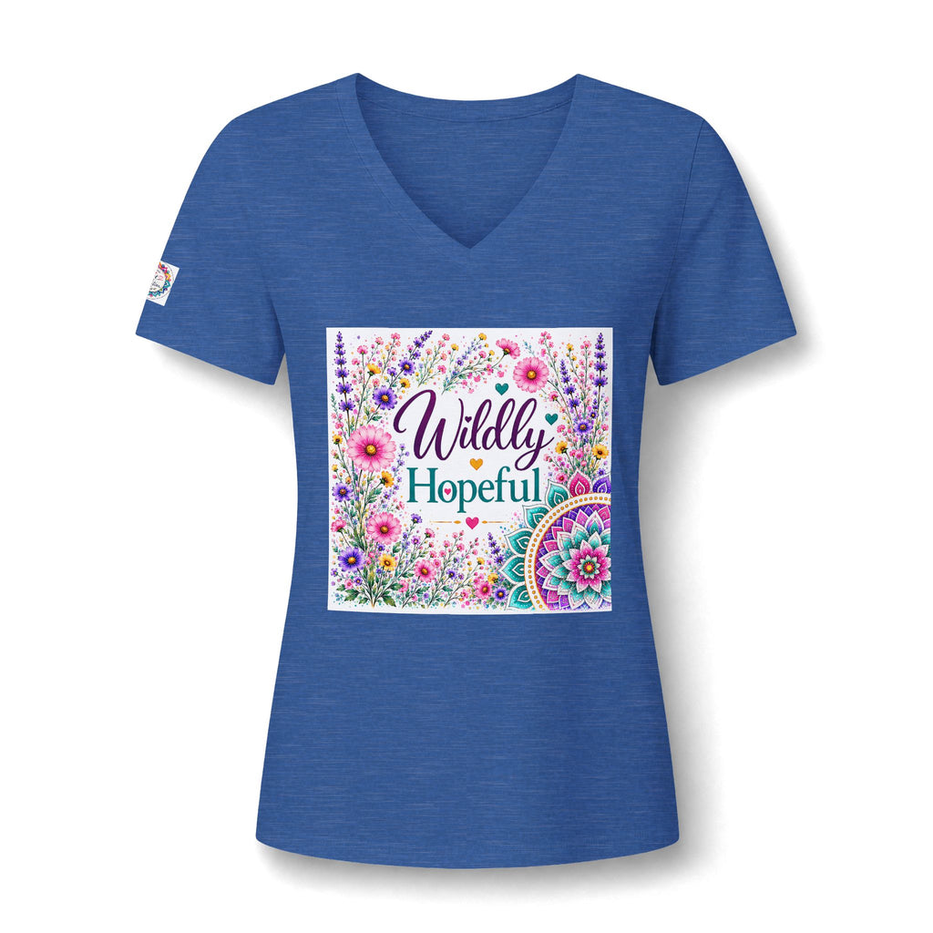 Women's V-Neck Tee - 'Wildly Hopeful' Floral Graphic
