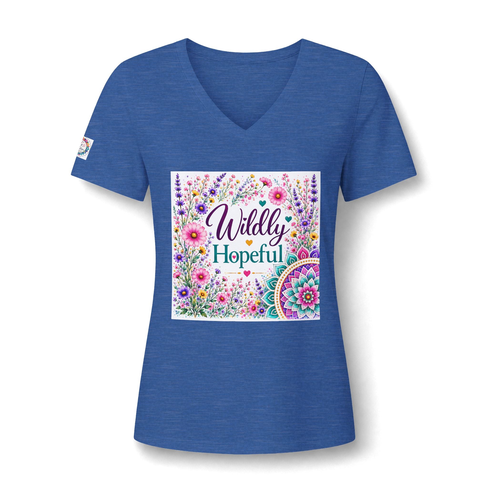Women's V-Neck Tee - 'Wildly Hopeful' Floral Graphic
