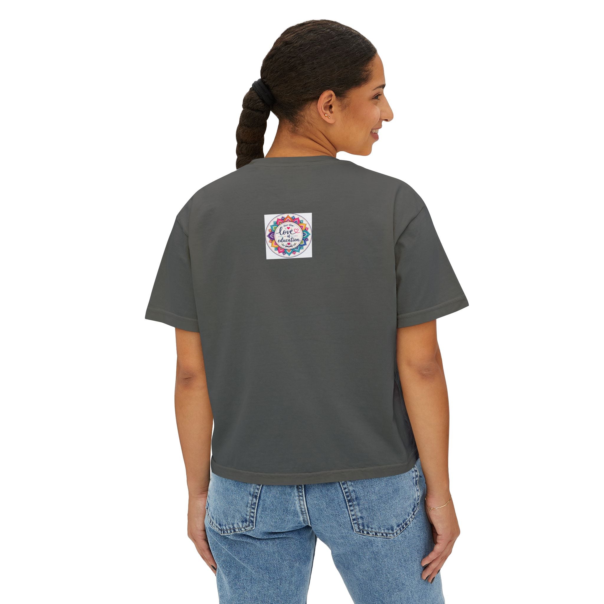Women’s Boxy Tee — “Coffee, Kids, Chaos, Hope” Floral Graphic