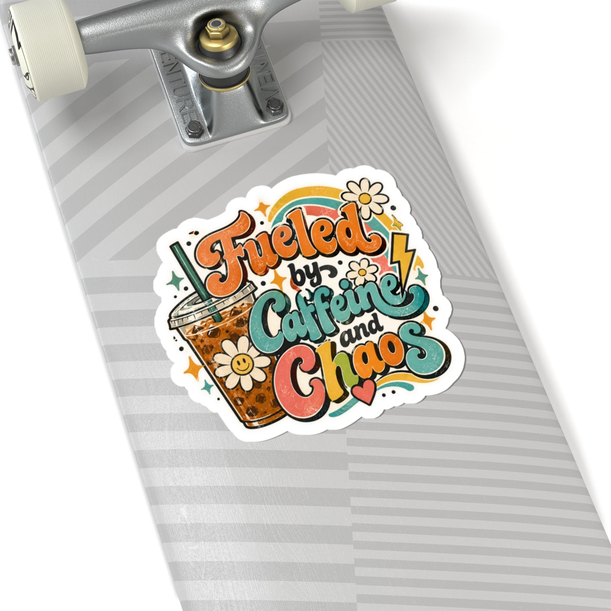 Fueled by Caffeine and Chaos Kiss-Cut Sticker for Busy Humans
