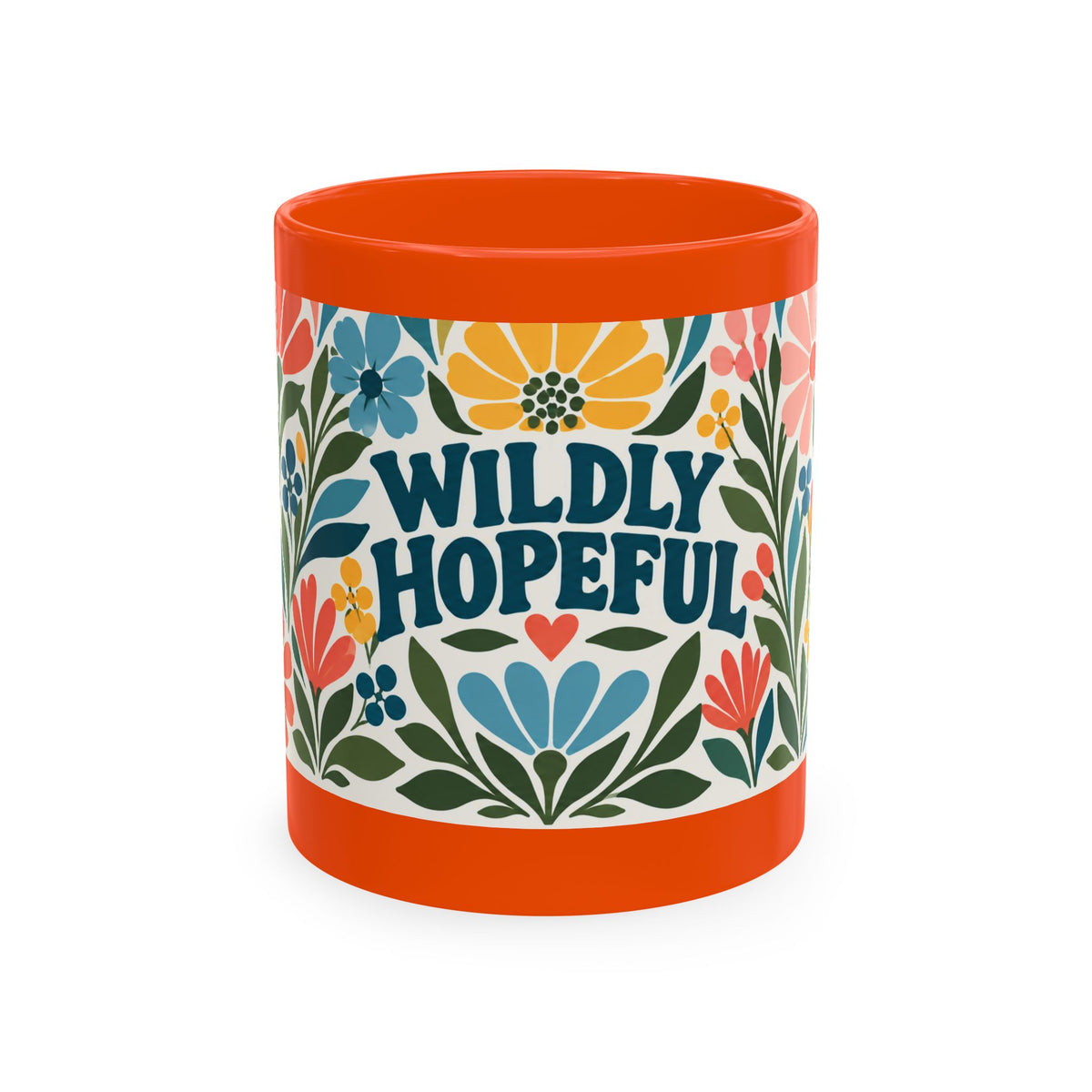 Wildly Hopeful Retro Floral Ceramic Mug — Inspirational Coffee Cup