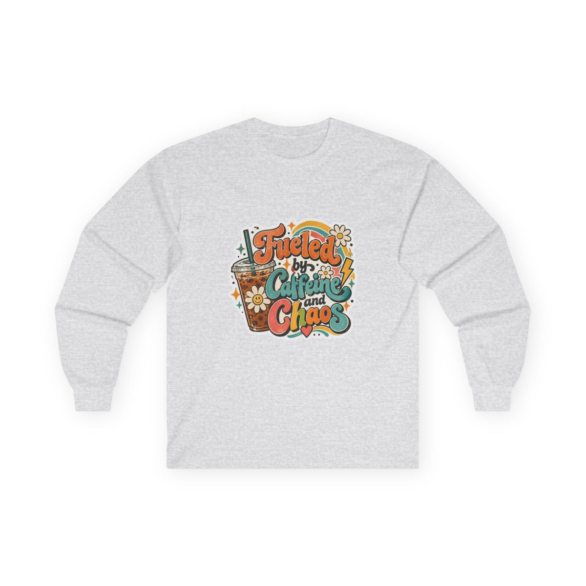Fueled by Caffeine and Chaos Long Sleeve Tee for Teachers, Leaders, Moms, Chaos Coordinators
