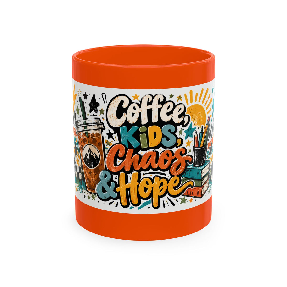Coffee, Kids, Chaos & Hope Ceramic Mug — Funny Dad/Parent/Teacher/Counselor Coffee Cup