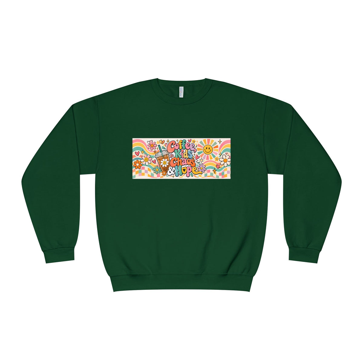 Coffee, Kiddos, Chaos & Hope Crewneck Sweatshirt, Teacher/School Staff/Mom Gift