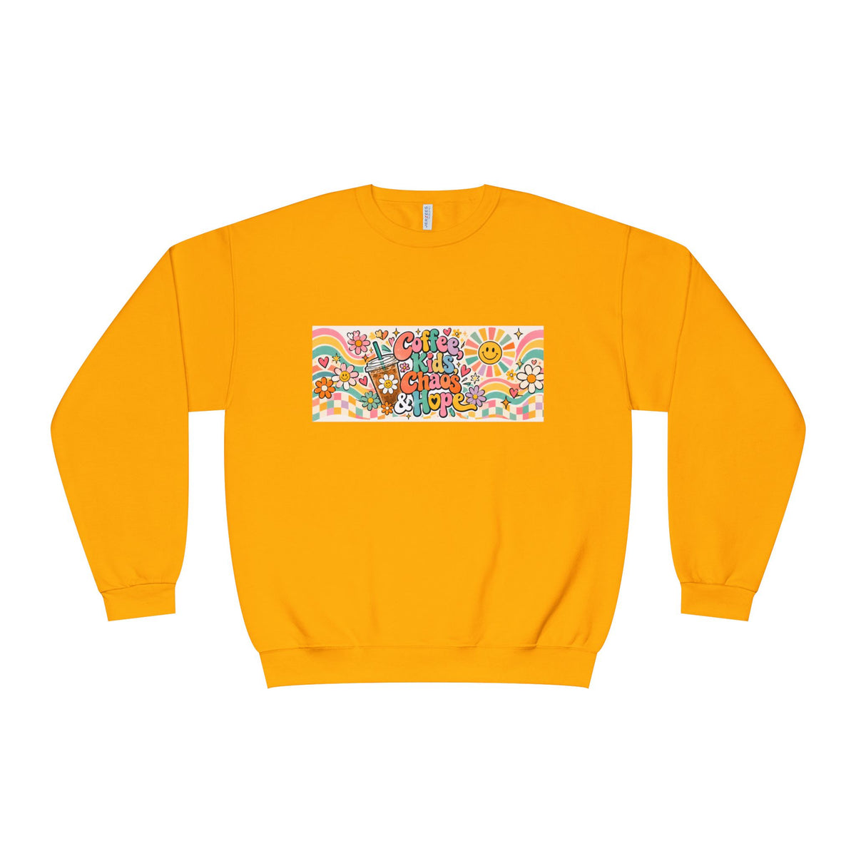 Coffee, Kiddos, Chaos & Hope Crewneck Sweatshirt, Teacher/School Staff/Mom Gift