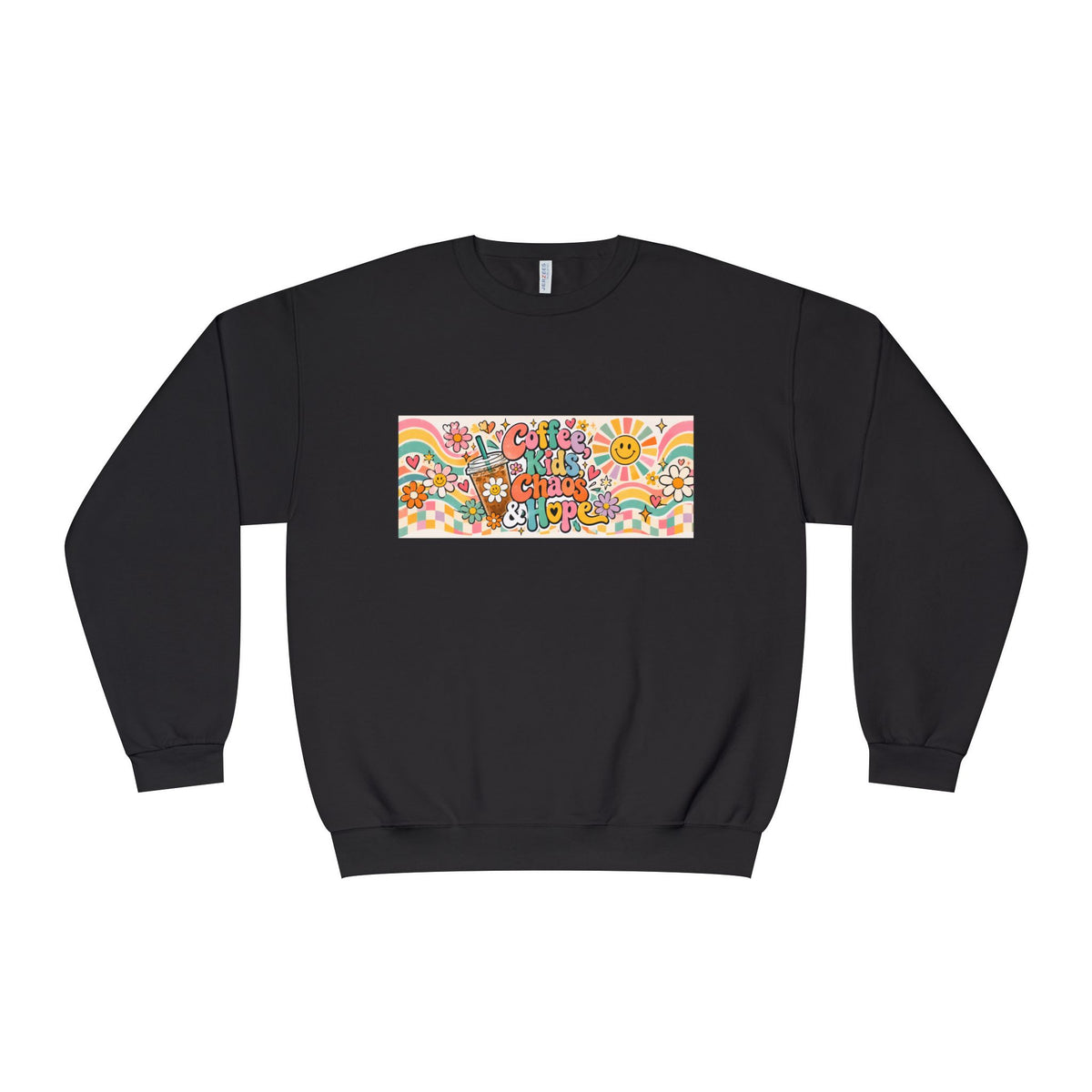 Coffee, Kiddos, Chaos & Hope Crewneck Sweatshirt, Teacher/School Staff/Mom Gift