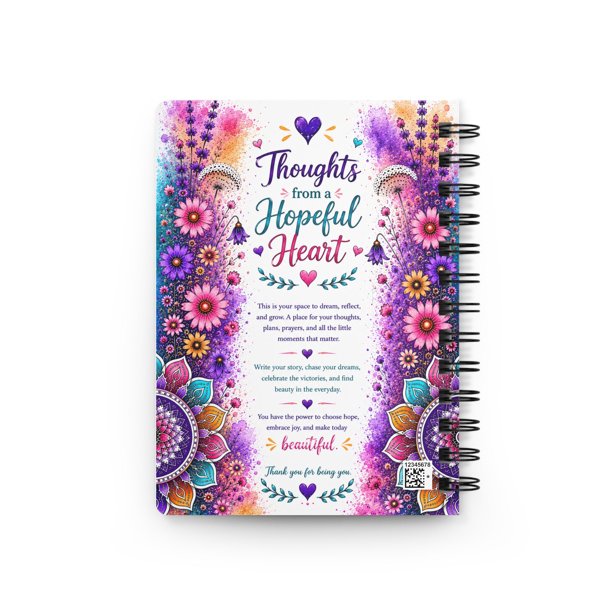 Thoughts from a Hopeful Heart Spiral Bound Journal — Floral Inspirational Notebook for Gratitude, Positivity & Daily Reflection