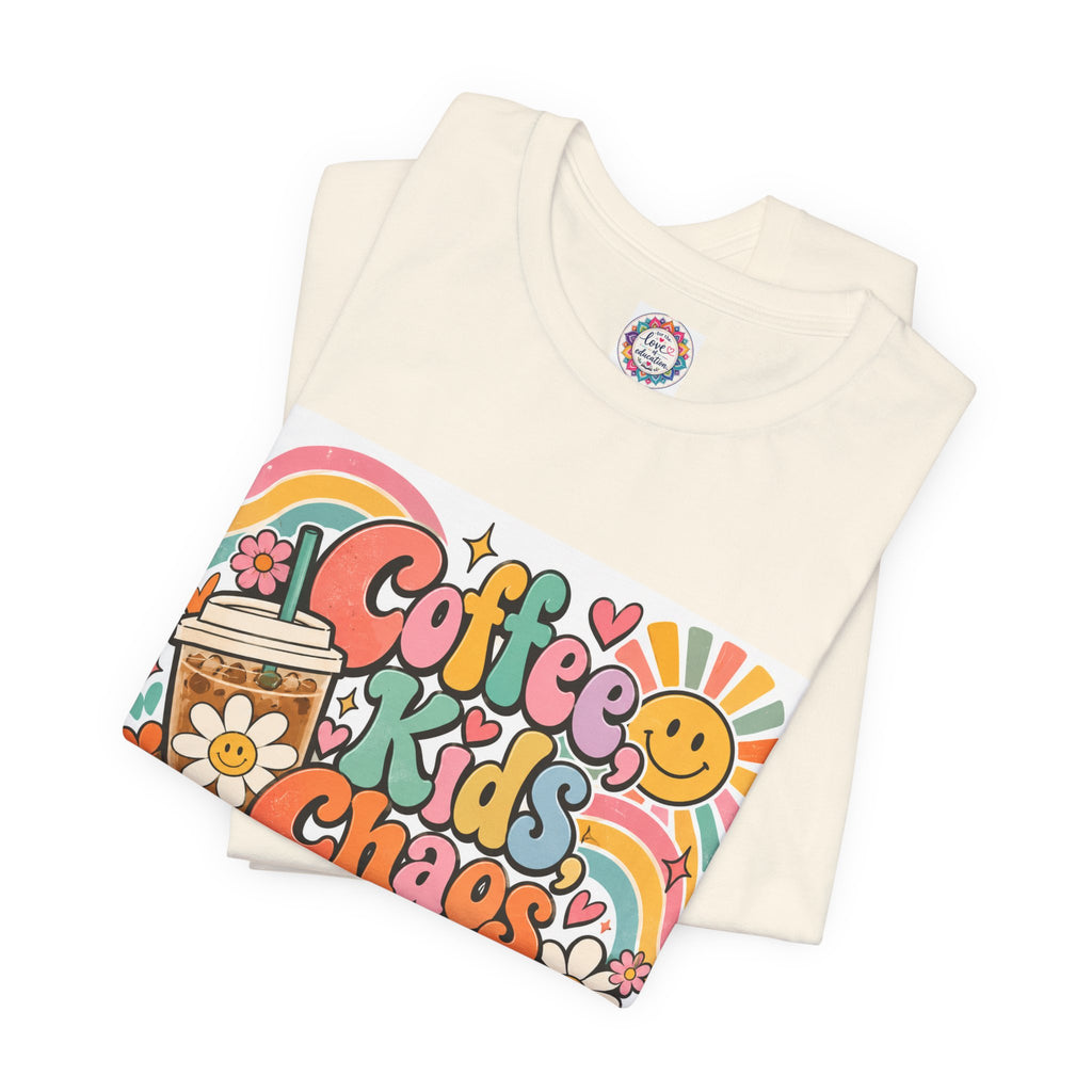 Coffee, Kids, Chaos & Hope Graphic Tee — Retro Floral Teacher/Counselor/School staff/Mom Shirt