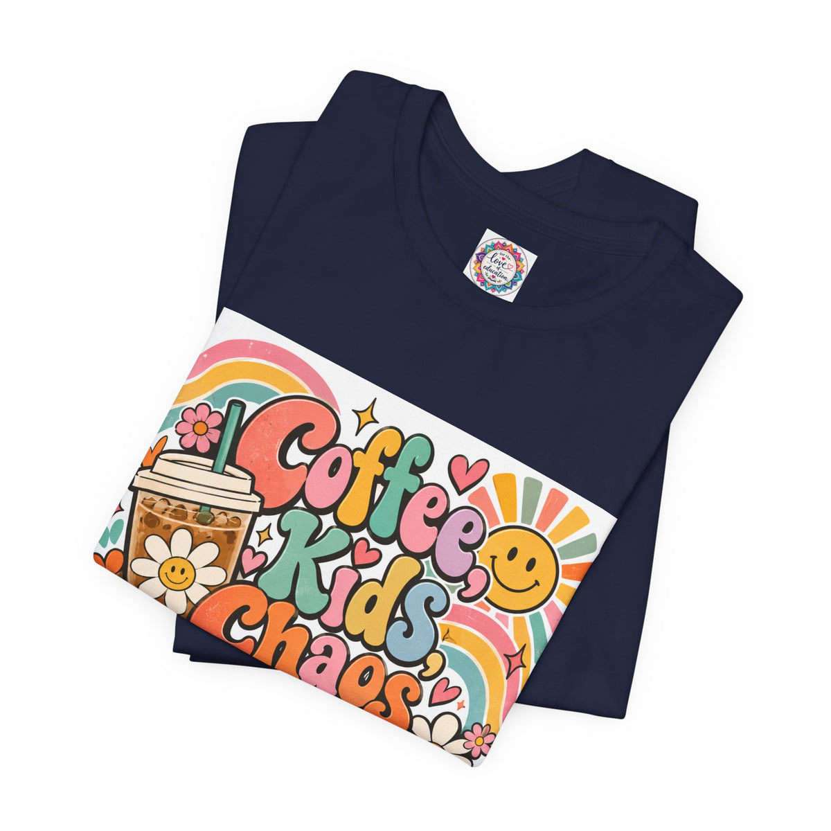 Coffee, Kids, Chaos & Hope Graphic Tee — Retro Floral Teacher/Counselor/School staff/Mom Shirt
